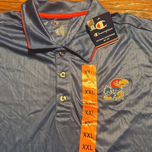 Champion Kansas Jayhawks Polo Shirt NWT XXL - Picture 2 of 9